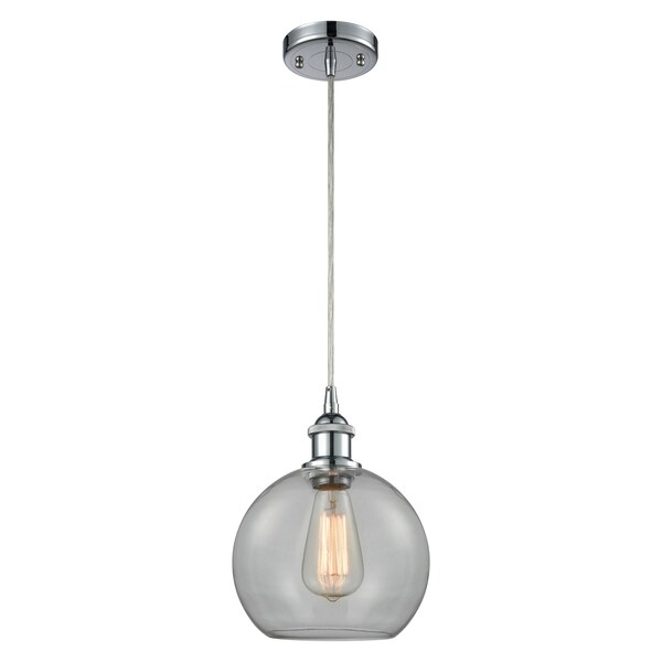 Athens Vintage Dimmable Led 8 Polished Chrome Mini Pendant With Clear Globe Glass